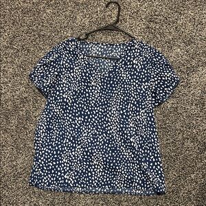 SHEIN Navy and White Speckled Short Sleeve Top
